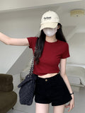 Solid Color Bottom Slim Short-Sleeved T-Shirt Women Summer Tide New Thin Short-Sleeved Top Woman
