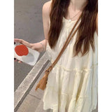 Korean Version Of The New Small Slingless Hanging Neck Dress Women's Summer Seaside Holiday Fairy Beach Dress