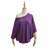 Pure Lust Mask T-Shirt Lanky Comfortable Bat Seven-Sleeved Loose Top Women's Long Slanted Shoulder T-Shirt Sunscreen