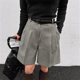 Hairy Shorts Women's Autumn And Winter 2026 New High-Waisted Outer Five-Point Trousers Small Letter Type Broad-Legged Trousers