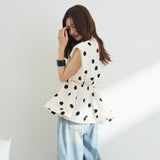 Multiplication A Large Number Of Goods Temperament Neckless Vest Wave Point Waist-To-Sleeve-Less Waist-Suffet Women's Age Reduction Top
