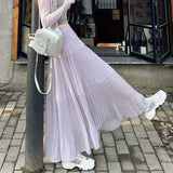 Purple Half-Dress Women's Summer 2025 New High-Rise Thin Leisure A Word Shading Big Folding Long Skirt