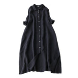 2026 Summer Fashion Loose Large Size Women's Cotton Collar Medium Long Simple Generous Meat Cover Thin Dress