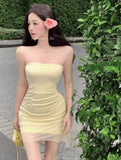 Small Hot Babes Style Sexy Bra Dress Women Summer Design Folds Tight Waist-Pouse Short Skirt