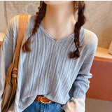 2026 Knitted Women's Thin Bottom Shirt With Loose Gas Sweater Long-Sleeved Top New Design Sense