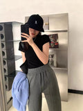 Ins Solid Color Bottom Slim Short-Sleeved T-Shirt Girl's New Slim Short-Sleeved Top Woman