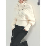 KANING Mahjong Bat Sleeve Turtleneck Sweater Women 2026 Autumn And Winter New Lanky Knitting Shirt