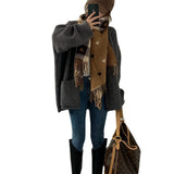 KANING Lazy Wind Loose V-Neck Knitted Cardigan Women's New Design Sensing Pocket Sweater Coat For Autumn And Winter 2026