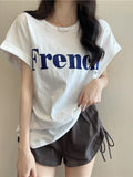 Ins Pure Desire 2026 New Summer Net Red Shoulder Short-Sleeved T-Shirt Loose Women's Tops Appear Thin Bottom Women's T-Shirt