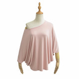 Pure Lust Mask T-Shirt Lanky Comfortable Bat Seven-Sleeved Loose Top Women's Long Slanted Shoulder T-Shirt Sunscreen