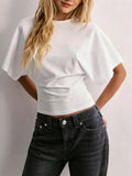 T-Shirt Round Collar Collar Short-Sleeved T-Shirt Girl Summer Bred Hot Girl Solid Color Loose Bottom Top Woman T-Tide