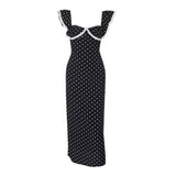 High-Level French Temperament Lace Side Wave Dot Dress Women's Large Size Micro Fat Mm Thin Waist Long Skirt Summer