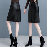 Half-Dress Women's Autumn And Winter 2025 New Korean Version Of The Thin A-Word Bag Hip Skirt High-Waist PU Small Leather Skirt Short Skirt