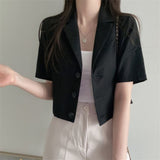 Korean Version Of The Solid Color Short-Sleeved Cotton T-Shirt Woman 2026 Spring And Summer New Leisure Temperament Short Suit Jacket