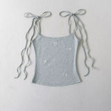 Sweet Sister Summer Embroidered Bow Tie With Bottom Sling Sleeveless Fashion Pure Desire Vest