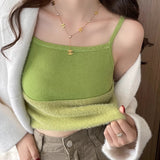 KANING Plus Velvet Sling Vest Women In Autumn And Winter Wearing A White Bra And Bottom Shirt Thicken One Warm Vest