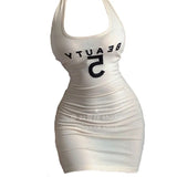 Sports Hanging Neck Sling Dress Female Summer Hottie Sexy Temperament Tight Design Thin Ass Short Skirt