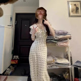 French Lotus Edge Blisting Bubble Sleeve Dress 2025 Summer New Femininity Seaside Resort Dress