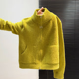 KANING Collar Thick Red Sweater Women's Cardigan High-Necked Autumn And Winter New Lazy Woolen Knitted Knitted Shirt