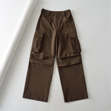 2025 Spring And Summer Hottie Loose High Waist Display Thin Leg Trousers Design Multi-Pocket Trousers Women
