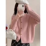 KANING Korean Version Of The Round Collar Retro Knitted Cardigan 2026 Autumn And Winter New Single-Dcupuncture High-End Sweater Woman