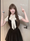 French Vintage Fake Two Dresses Women's Summer New Temperament Bubble Bubble Sleeves