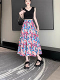 Summer New Art Design Ink Oil Painting Half-Body A Skirt In The Long Seven-Point Skirt