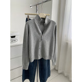 LEKA Old Money Style High-Necked Double Zipper Knitted Cardigan Women 2026 Autumn And Winter New Solid Color Design Sweater Jacket