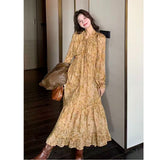 Tea Break French Broken Flower Dress Women Spring And Autumn New Retro Temperament Gentle Style Beautiful Beautiful Beautiful Long Dress