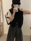 KANING Double Zipper Knitted Jersey Vest 2026 Autumn New Fashion Korean Sleeveless Sweater Outside