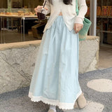 Taticoat White Sweet Lace Anti-Walking Splicing Skirt Spring New Lace Splicing Tight Skirt