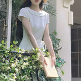 [Miss Yuki] Design Sense With Boat Collar Dress 2026 Summer New Korean High-End Feel Skirt Tide