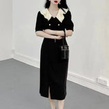 French Long Dress Covered Meat Cover Belly Repair Waist Hep Wind Small Black Dress High-Grade Black Dress Women Fashion