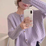 KANING Korean Version Of The Round Collar Retro Knitted Cardigan 2026 Autumn And Winter New Single-Dcupuncture High-End Sweater Woman