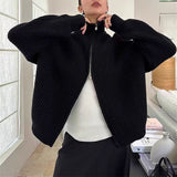 KANING Korean Version Of Double Zipper Knitted Cardigan 2026 Autumn And Winter New Loose Lazy Soft Sweater Woman