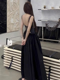 French Tea Break Hanging Dress Women's Summer 2025 New High-End Temperament To Show Thin Black Long Dress