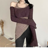 2025 Autumn Sling New Women's Design Slim Long Sleeve Irregular Two Sets Of Thin Hooded Shirts Niche