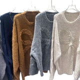 Kaning Bow Languid Wind Jacket Sweater 2026 Autumn And Winter New Loose Korean Design Knitted Shirt