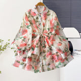 Gentle Temperament Female Dress Flowing Feeling Printed Dress Large Size Loose Dress