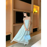 Seaside Holiday Striped Slinged Dress Woman 2025 Summer New French Temperament Loose Little Man Dress