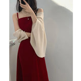 2025 Summer New Soft Elegant Slim Waist Thin Sling Skirt Dress Woman