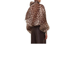 Personalized Street Leopard Trinkage With Big Butterfly Exaggerated Lantern Long-Sleeved Irregular Jacket Shirt Early Autumn Trend New