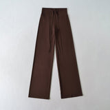 Summer New Yoga Elastic High-Waisted Loose-Rloose Straight Trousers Languid Languid Casual Drag Trousers