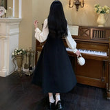 Large-Size Women's Hepburn Wind Fake Two Dresses Spring And Autumn New Rich Gold Style Temperament Super Fairy Long Dress
