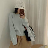 KANING Korean Lazy Sweater 2026 New Winter Fashion Exploding Scarf Knitted T-Shirt