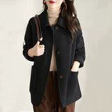 Hairy Coat Women 2026 Autumn And Winter New Korean Version Of The Simple Hair This Coat Single Row Buckle Hepburn Wind Coat Woman