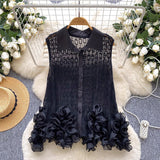European Goods Fashionable Top Women's Summer Design Sense Niche Heavy Industry Irregular Three-Dimensional Lace Hollow Sleeveless Shirt Women