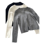 KANING Simple Solid Color Thin Knitted Cardigan Women 2026 Early Autumn New Design Sense Of The Slime Sweater