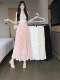 White Tight Waist Skirt A-Word Female Summer 2025 New High-Waist Leisure Temperament Long Skirt Tide