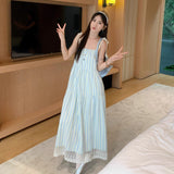 Seaside Holiday Striped Slinged Dress Woman 2025 Summer New French Temperament Loose Little Man Dress